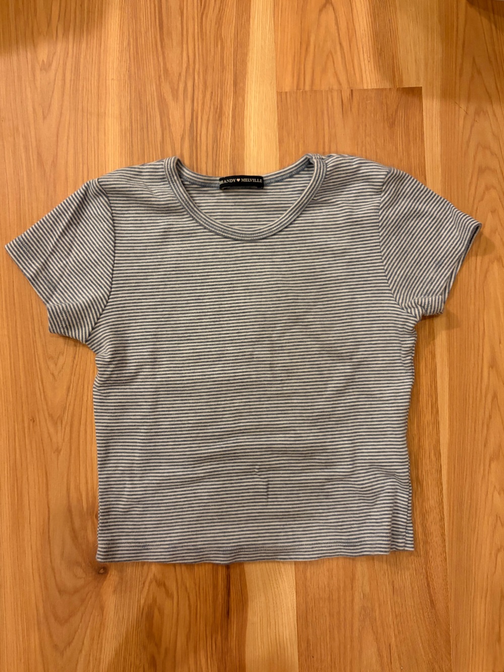 Brandy Melville Blue and White Striped Tee